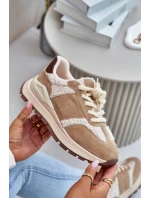 Ocieplane Sneakersy Damskie Skórzane Big Star OO274A317 HI-POLY SYSTEM Beżowe Ocieplane Sneakersy Damskie Skórzane Big Star OO274A317 HI-POLY SYSTEM Beżowe