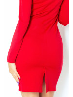 Spoločenské dámske šaty COLLAR s ozdobnými zipsami červené - Červená - Numoco