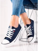 Jedinečné dámske tenisky modrej bez podpätku Jedinečné dámske tenisky modrej bez podpätku