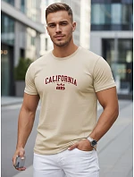 Tshirt męski bawełniany z nadrukiem California beżowy model 22316109 - FashionStreet Tshirt męski bawełniany z nadrukiem California beżowy model 22316109 - FashionStreet