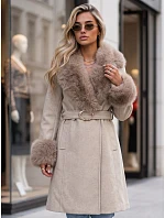 Płaszcz damski z odpinanym  beżowy model 22404884 - FashionStreet