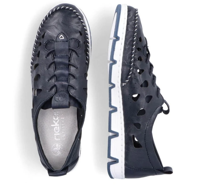 W modrá kožená polobotka s podrážkou model 19737391 - Rieker W modrá kožená polobotka s podrážkou model 19737391 - Rieker