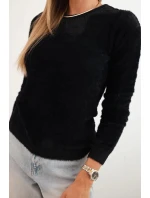 Dámský svetr z alpaky s kulatým výstřihem černý Dámský svetr z alpaky s kulatým výstřihem černý