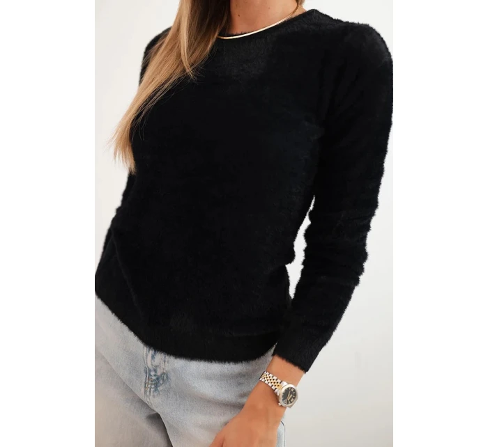 Dámský svetr z alpaky s kulatým výstřihem černý Dámský svetr z alpaky s kulatým výstřihem černý