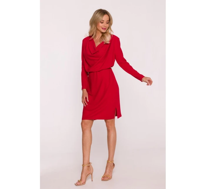S428 Šaty s výstrihom - červené S428 Šaty s výstrihom - červené