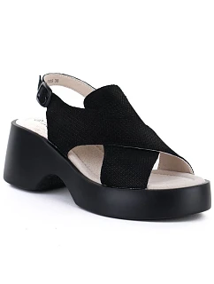 Dámske kožené sandále na platforme čierne S.Barski 7005