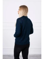 Svetr s polovičním rolákem a model 18745516 vzorem tmavě modrý - K-Fashion