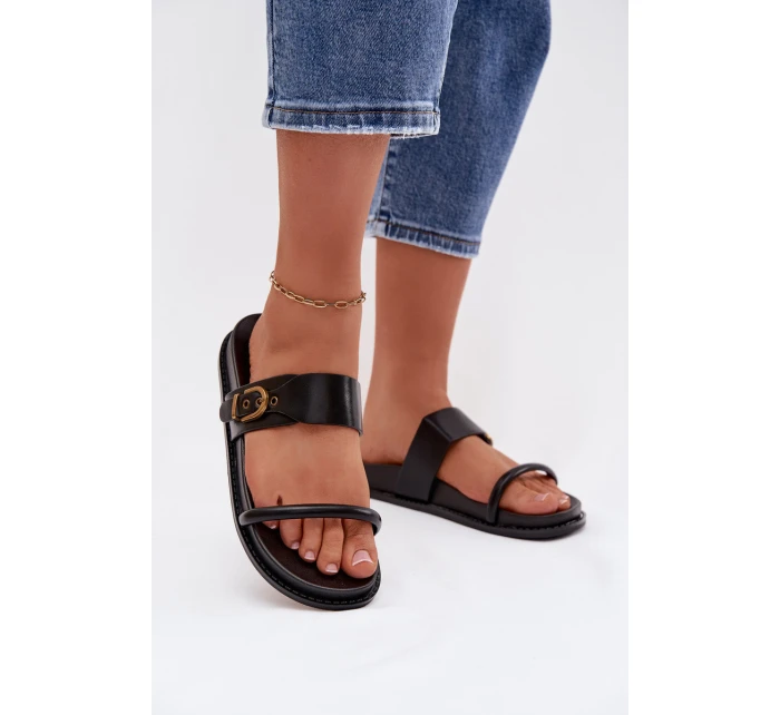 Dámské pantofle se zlatým sponou Černé Sarilisse