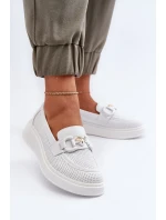 Dámske kožené mokasíny na platforme, biele S.Barski Dámske kožené mokasíny na platforme, biele S.Barski