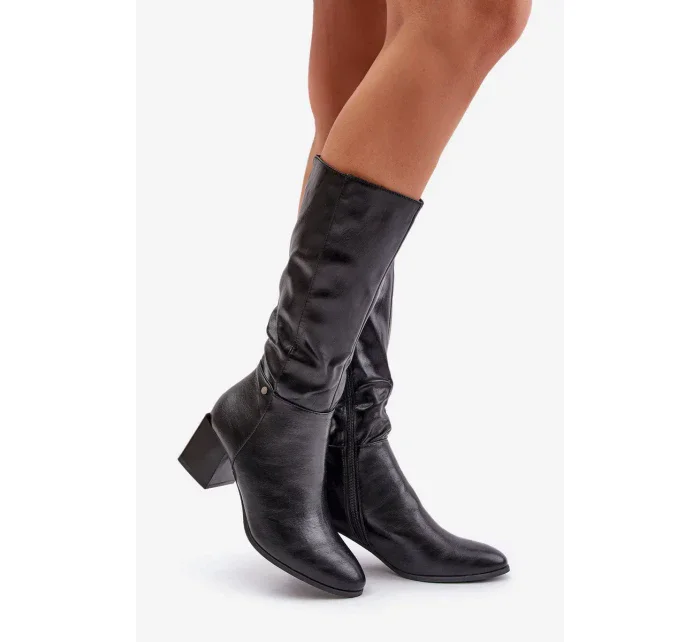 Čierne topánky Ellithira z eko kože na podpätku Čierne topánky Ellithira z eko kože na podpätku