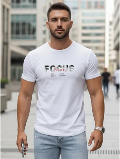 Pánske tričko s veľkým nápisom, bavlnené, biele, FashionStreet NX5137R