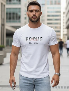 Pánské tričko s velkým nápisem, bavlněné, bílé, FashionStreet NX5137R