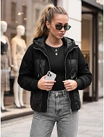 Dámska prešívaná prechodná bunda s kapucňou, čierna, FashionStreet TY6093 Dámska prešívaná prechodná bunda s kapucňou, čierna, FashionStreet TY6093