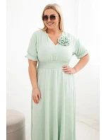Dámské šaty Plus Size s výstřihem do V a nařaseným pasem model 22092430 - K-Fashion