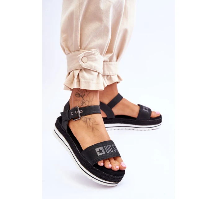 Damskie Wygodne Sandały Na Platformie Big Star LL274870 Czarne