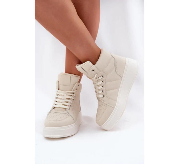 Vysoké dámské sneakers na platformě béžové model 21693386 - EVENTO Vysoké dámské sneakers na platformě béžové model 21693386 - EVENTO