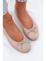 Skórzane Baleriny Damskie Maciejka P6800-04 Beżowe