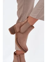 Dámské kotníkové boty na podpatku zateplené béžové model 21707438 - Boto