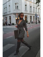 M871 Zavinovacie šaty z tvídu - čierne