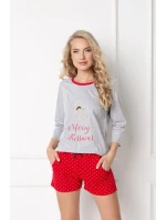 Pyžamo Cookie Short Grey-Red - Aruelle