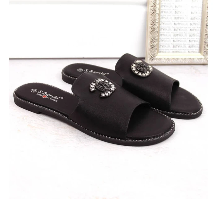 Pohodlné žabky se zirkony W model 20118126 černá - S.Barski
