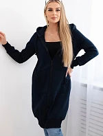 Zateplená dlhá mikina s kapucňou v tmavomodrej farbe