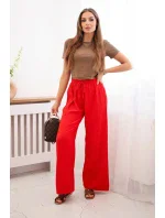 Mušelínové kalhoty se širokou nohavicí červený