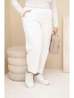 Dámske bavlnené Plus veľkosť s vysokým pásom voľné nohavice Ecru Dámske bavlnené Plus veľkosť s vysokým pásom voľné nohavice Ecru