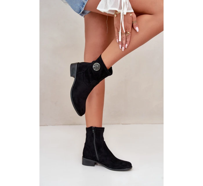 Dámské kotníčkové boty na ploché podrážce se zipem béžové model 21668028 - Boto