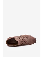 Dámske perforované členkové topánky na nízkom podpätku Vinceza 58626 dark beige Dámske perforované členkové topánky na nízkom podpätku Vinceza 58626 dark beige