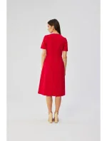S361 Šaty s bočným rozparkom - červené
