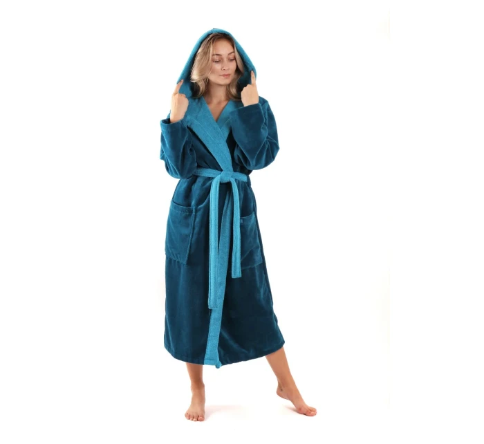 Dámsky župan Tampa duo s kapucňou 3959 petrol - Vestis