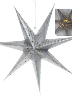 PAPIEROVÁ DEKORATÍVNA HVIEZDICA S LED SVETLOM 60CM STRIEBORNÁ detské