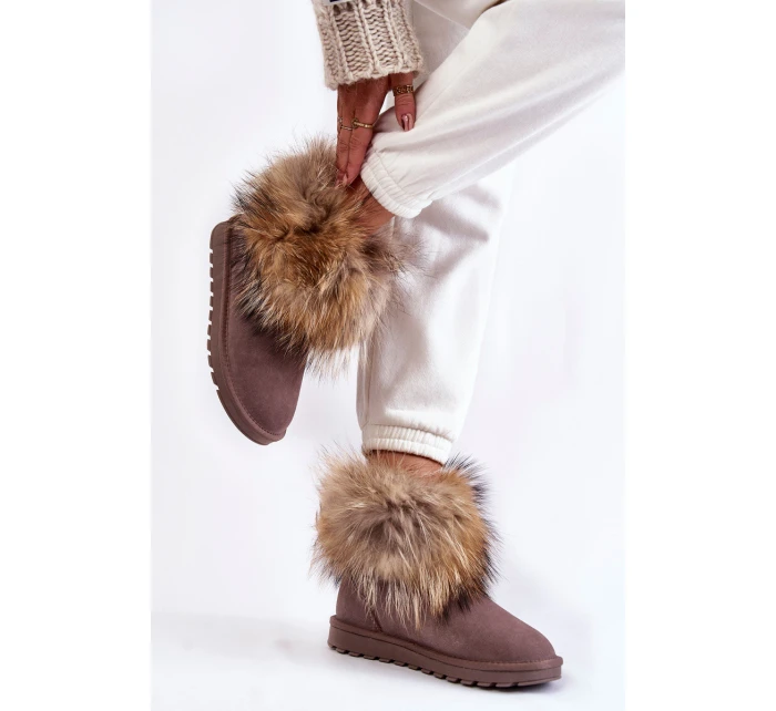 Damskie Zamszowe Śniegowce Z Futerkiem Szare Alexa Damskie Zamszowe Śniegowce Z Futerkiem Szare Alexa