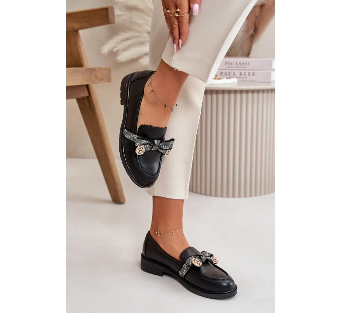 Damskie Mokasyny Z Kokardą S.Barski HY42-331 Czarne