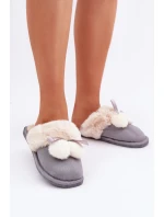 Dámské Pantofle S Kožíškem Šedé model 21681818 - Boto Dámské Pantofle S Kožíškem Šedé model 21681818 - Boto