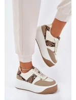 Sneakersy Damskie Na Masywnej Platformie Zwierzęcy Wzór Beżowe Telanila Sneakersy Damskie Na Masywnej Platformie Zwierzęcy Wzór Beżowe Telanila