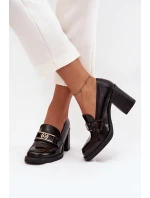 Półbuty Damskie Na Słupku Ze Złotym Detalem Czekoladowe Privelle Półbuty Damskie Na Słupku Ze Złotym Detalem Czekoladowe Privelle