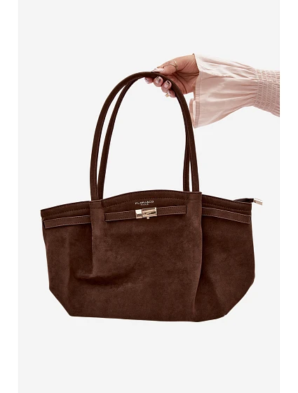 Shopper kabelka z eko semiše čokoládová model 22111634 - Flora&Co Shopper kabelka z eko semiše čokoládová model 22111634 - Flora&Co