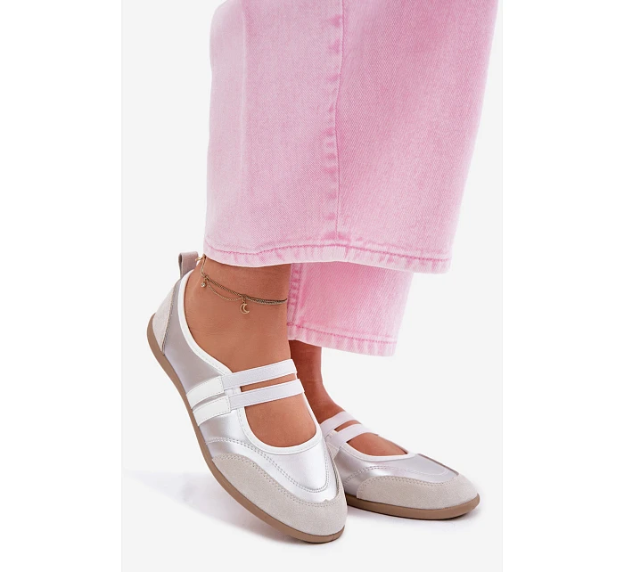 Sportové baleríny s elastickými pásky stříbrné Donatella Sportové baleríny s elastickými pásky stříbrné Donatella