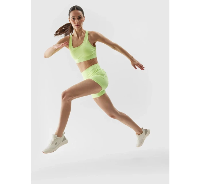 Dámska športová podprsenka s nízkou podporou z recyklovaných materiálov 4F - limetková Dámska športová podprsenka s nízkou podporou z recyklovaných materiálov 4F - limetková