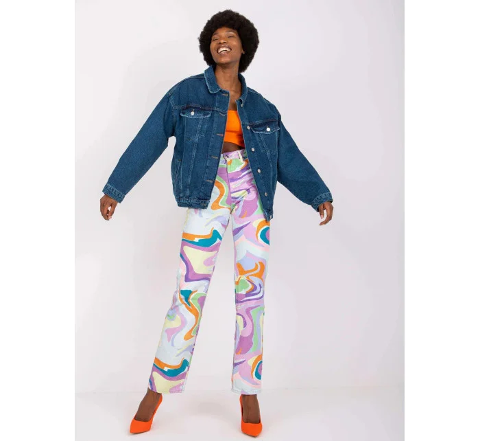 Dámska tmavomodrá voľná džínsová bunda (CKT-02)