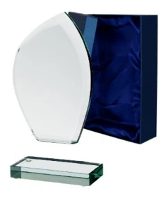 Trofeum szklane z rozklejoną podstawą i etui