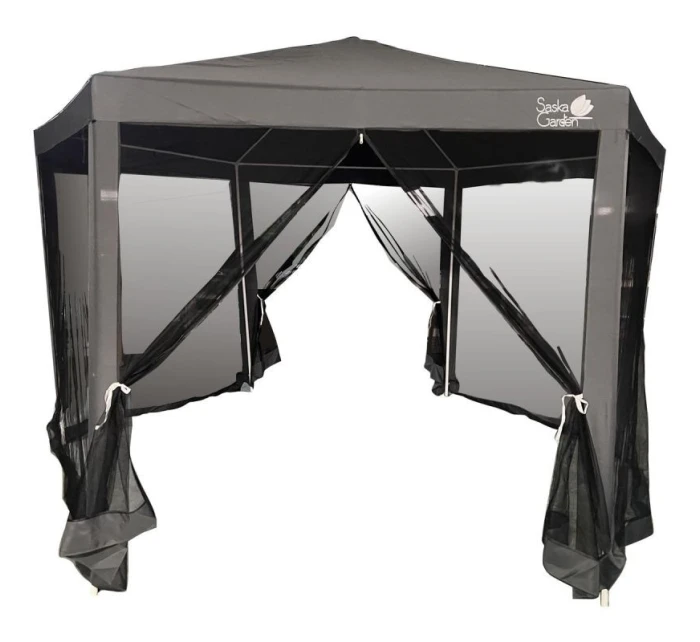 Záhradný pavilón 2x2x2x2,5 m so sivou moskytiérou
