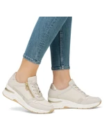 Dámské kožené tenisky na platformě béžové model 21916768 - Rieker Dámské kožené tenisky na platformě béžové model 21916768 - Rieker