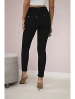 Bavlnené nohavice s lemom na vreckách čierne