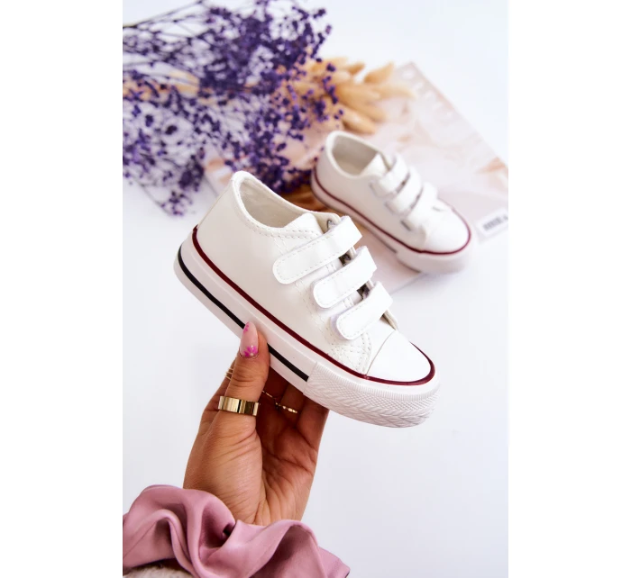 Dětské Kůže tenisky se suchým zipem Bílé model 21578871 - Boto