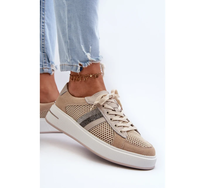 Dámské kožené tenisky D&A model 21659731 béžové - S.Barski