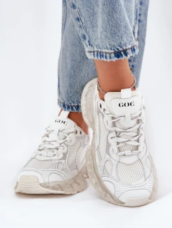 Skórzane Sneakersy Damskie GOE RR2N4083 Beżowe