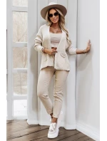 630-1 Teplý sveter s vreckami a rebrovanými manžetami - béžový 630-1 Teplý sveter s vreckami a rebrovanými manžetami - béžový